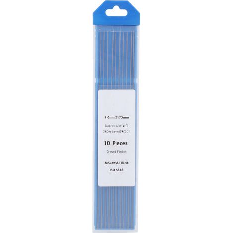 Lot de 10 électrodes TIG en tungstène WC20 (aiguilles) pour soudage à l'arc sous argon, 1,0 x 175 mm (1/5)