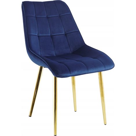 Stuhl J262-1 (goldene Beine) Samt blau (1/5)