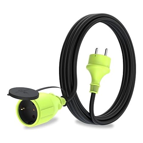 Extension Cable with Schuko Plug for Outdoor Use Waterproof Cable H05RR-F3G 1.5 mm² Protective Contact Socket Outdoor Electrical Extension Cable Black/Green (1/5)