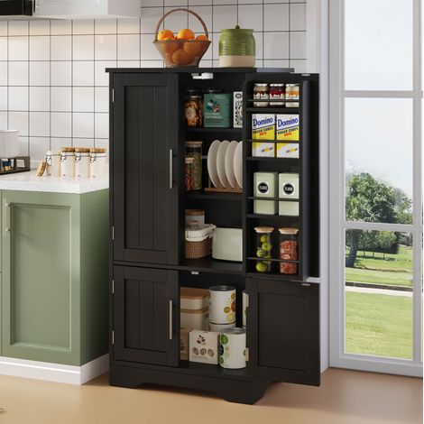 Mueble de cocina 120 x 60 x 40 cm con LED con sensor, MDF negro HAVRYA (1/5)