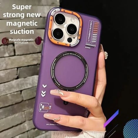 Coque magnétique pour iPhone 13 Pro (violet), compatible MagSafe, avec cadre en métal pour l'objectif et protection des boutons. (1/2)