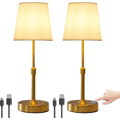 Lot de 2 Lampe de Chevet Tactile LED Lampe de Table Sans Fil Batterie Luminosité Réglable Lampe de Table jardin terrasse 5200 (1/5)