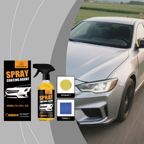 Car paint coating spray kit, suitable for both wet and dry use, sprays for water stains, residue removal, and spot cleaning of ceramic surfaces -- 300ml + 1 sponge + 1 towel -- BIEMMEDUE (1/5)