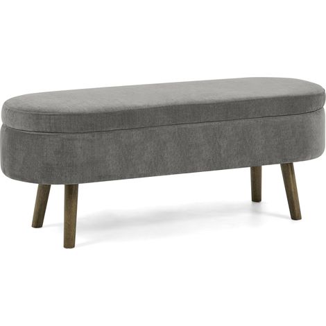 Banc de rangement multifonction en tissu chenille gris foncé avec cadre en bois massif 110x40x42 cm (1/5)