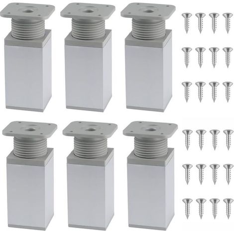 6 Pièces Pieds de Meubles Réglables, Pieds de Meubles Réglables en Aluminium, Pieds pour Meubles en Aluminium, Pied de Meuble, Pieds Reglables, pour Meubles pour Canapé, Lit, Et Armoires