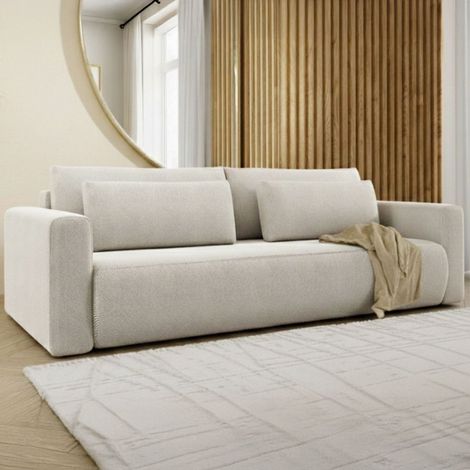 Sofá Cama 2 Plazas Erbezzo, con Cajón, Apertura tipo Libro, Reclinable, 240x105 cm Blanco (1/5)