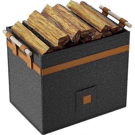 Paniers à bûches pour poêle à bois d'intérieur - Grands paniers en feutre épais pour poignées de bûches - Panier pliable pour bûches et provisions (1/4)