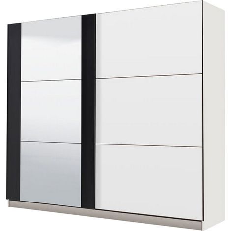 Armario Grande Prela, Ropero de Dormitorio, Perchero, 8 Estantes, 2 Puertas, 217x210h cm Blanco
