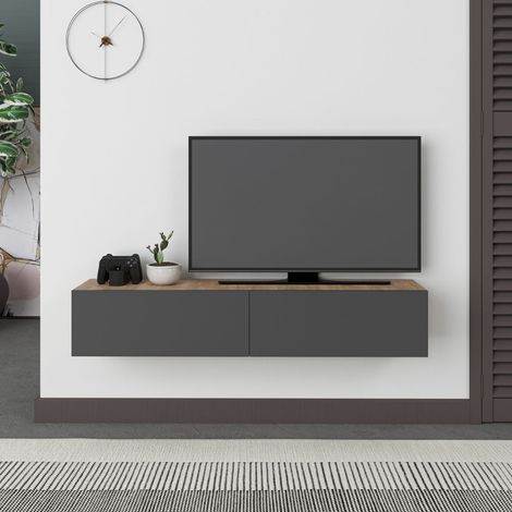 Mobile porta Tv sospeso ante a ribalta Francy colore rovere antracite (1/5)