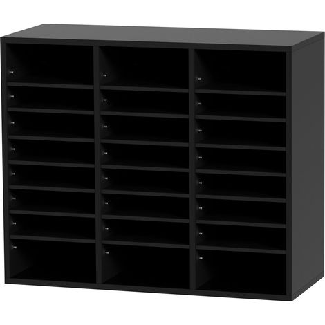 Classeur en bois 24 casiers, organiseur de courrier avec étagères amovibles, pour bureau, maison, salle de classe, certifié EPA, noir. (1/5)