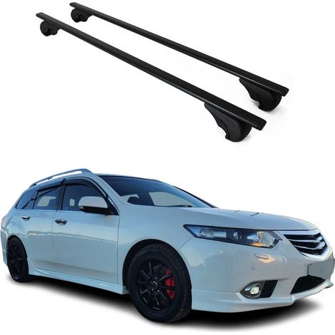 OMAC Barres de toit pour Honda Accord mk7 Break 2003-2008 – TÜV / DIN 75302:2019 – Antivol inclus – Charge max 75 kg – 2 barres Noir (1/4)