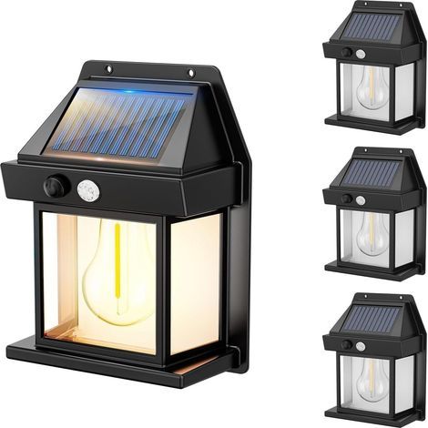 Lot de 4 Appliques Murales Solaires LED SUNFLARE - Éclairage Blanc Chaud, Design Moderne et Étanche, Idéal pour Jardin, Terrasse, Extérieur et Allée (1/5)
