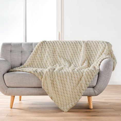 Plaid imitation fourrure / Sherpa Frosty Lin - 180x220cm - Lin (1/3)