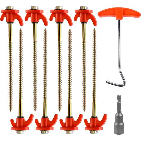 Pack de 8 piquets de Tente à Visser avec Une perceuse électrique, ancrages au Sol 20 cm, piquets de Camping pour Sol Dur, Bois, prairies, Herbe (1/5)