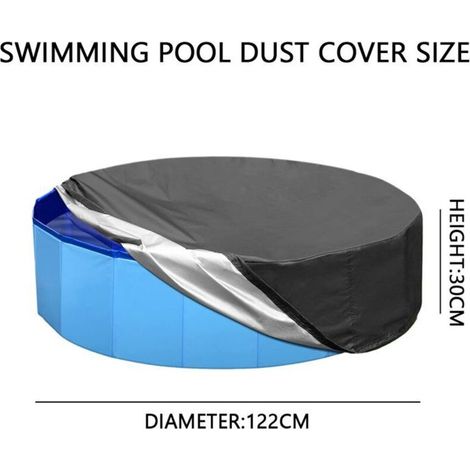 Housse de piscine ronde pliable de 48 pouces pour chiens et enfants, en tissu Oxford avec cordon de serrage portable. (1/4)