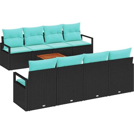 Garden Sofa Set with Cushion 9 pcs Black Poly Rattan vidaXL (1/5)