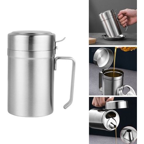 Recipientes para aceite - Botellas de aceite de oliva - Jarras de aceite - Botellas de aceite de acero inoxidable - Jarras antigoteo para aceite/vinagre - Utensilios de cocina - 500 ml (1/5)