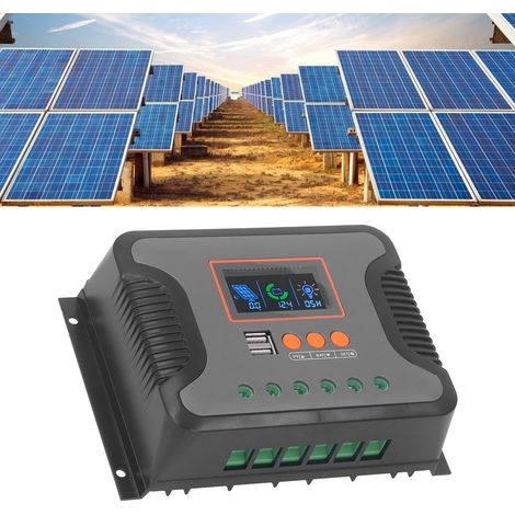 Contrôleur de chargeur de batterie solaire PowMr PWM 60 A avec deux ports USB, tableau de paramètres automatiques PWM 12/24/36/48 V, écran LCD réglable, compatible avec les batteries AGM, gel, à élect (1/5)
