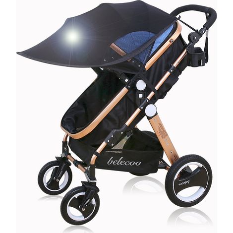 Pare-Soleil pour Poussette Universelle Anti-UV UPF50+ Canopy Auvent de Poussette Réglable Housse de Coupe-Vent Protection Solaire Couverture Anti-UV pour Poussette Nacelle Landau Couffin (1/5)