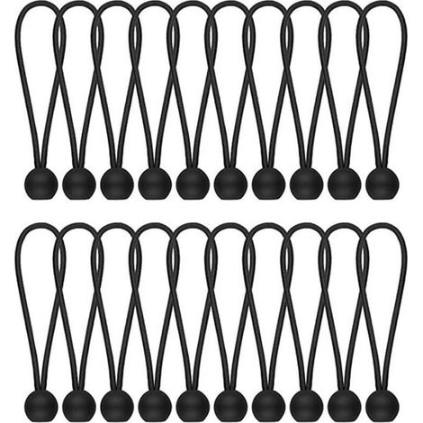 Lot de 20 cordons élastiques pour bâche élastique, bâche élastique, attaches de corde pour bannière, bâches, pavillons, tentes, crochets élastiques de tente, support de bâche, mâts de drapeau. (1/5)