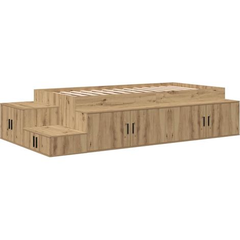Maison Exclusive - Struttura letto con contenitore Rovere artigianale 75 cm