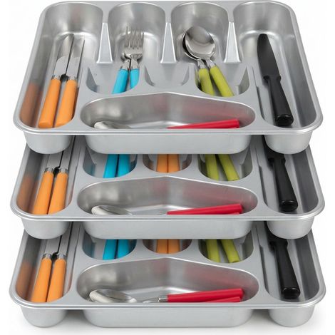 Set 3 Portaposate / Organizzatore Cassetti HEMAX Argento (1/4)
