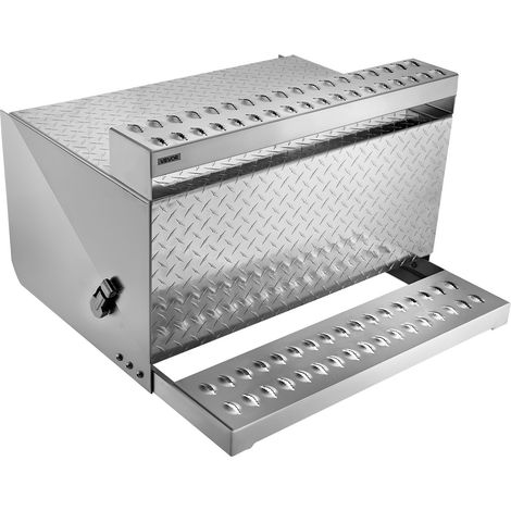 Coffre à outils à marchepied pour semi-remorque, 790 x 770 x 485 mm, boîte à outils robuste en Alu, avec marchepied d'entrée de cabine étanche et loquet amortisseur pour camions à plateau, grue (1/5)