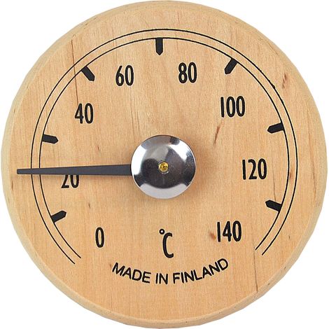 Nikkarien Sauna Thermometer rund aus dunkler Erle hitzebeständiges Holz 471TL