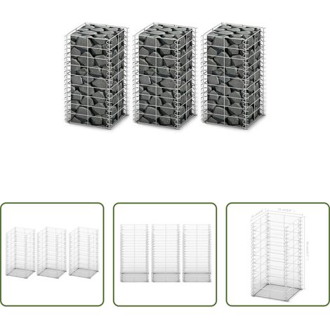 vidaXL Jardinage -  Jeu de panier de gabion 3 pcs Fil galvanisé 25x25x50 cm (1/5)