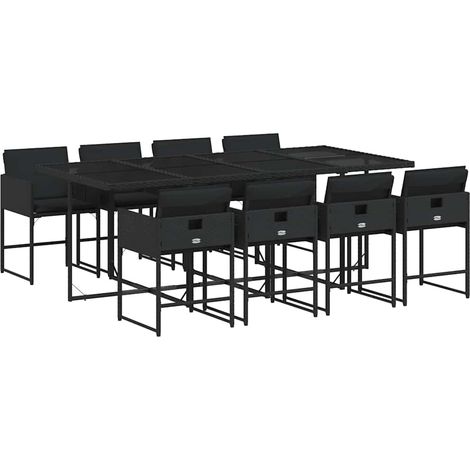 Maison Exclusive - Set de comedor de jardín 9 pzas y cojines ratá (1/5)