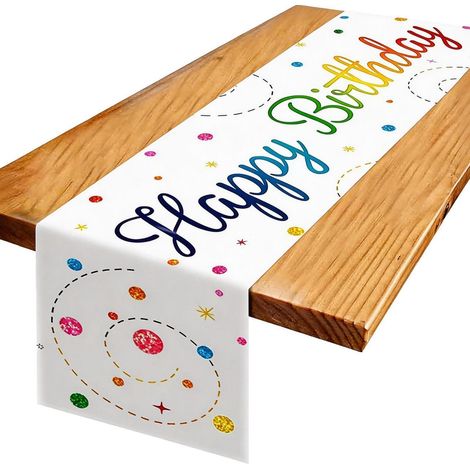 Geburtstags Tischläufer 180x35cm bunt mit "Happy Birthday" Aufdruck, waschbar