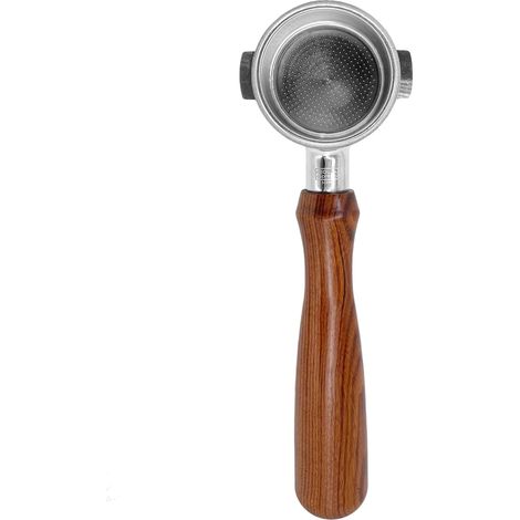 Porte-filtre expresso sans fond de 51 mm, en acier inoxydable et bois, avec poignée à deux oreilles, accessoire amovible pour machine à café à domicile