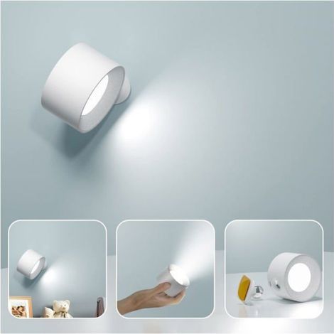 Applique murale LED rechargeable — tactile, USB Type-C, 3 températures, 3 niveaux, rotation 360° (1/5)