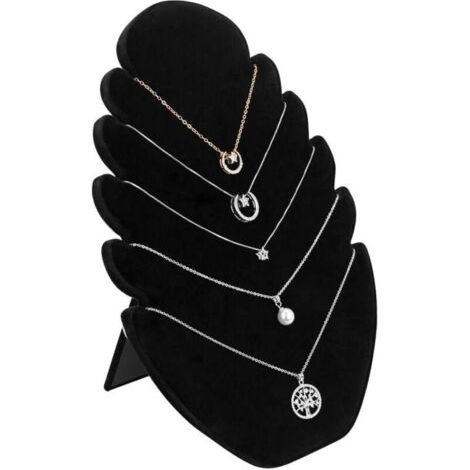 Présentoir à Bijoux en Velours Présentoir Colliers Noir avec 5 Encoches Presentoir Bracelet Support à Bijoux 20 x 28cm pour Collier Bracelet Pendentif Femme Fille Magasin Marché Cadeau (1/4)