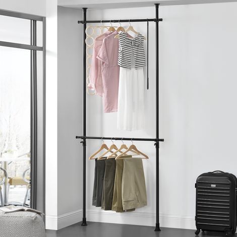 Teleskopgarderobe Kemi mit 2 Garderobenstangen 75 - 115 cm [en.casa]