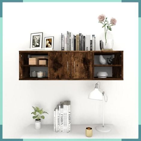 Étagère murale - 826363 - chêne fumé - 102 x 30 x 29 cm - bois d'ingénierie (charge 60 kg) (1/5)