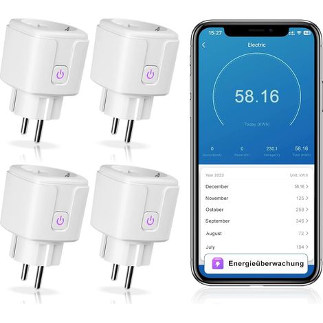 Prise Intelligente WLAN Mesure Puissance WiFi Mini Plug minuterie Commande vocale Prise Smart Home (1/5)