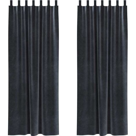 Rideaux occultants 2 pcs Gris foncé 140 x 245 cm Velours (1/5)