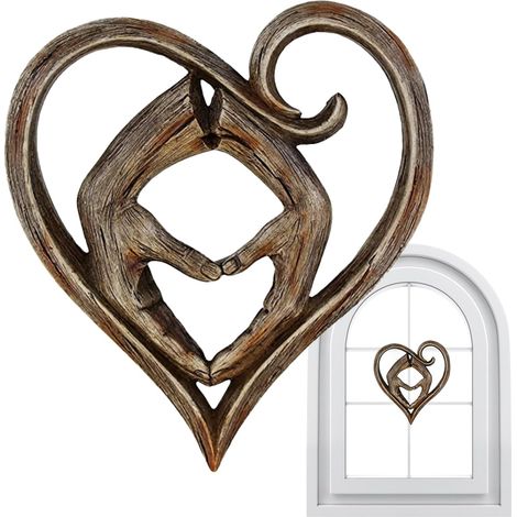 Art Mural Pour La Fête De La Saint-Valentin Sculpture Décorative en Résine Décoration Murale Cœur Et Mains Jointes pour Maison Bureau Chambre Porte Saint-Valentin (1/5)