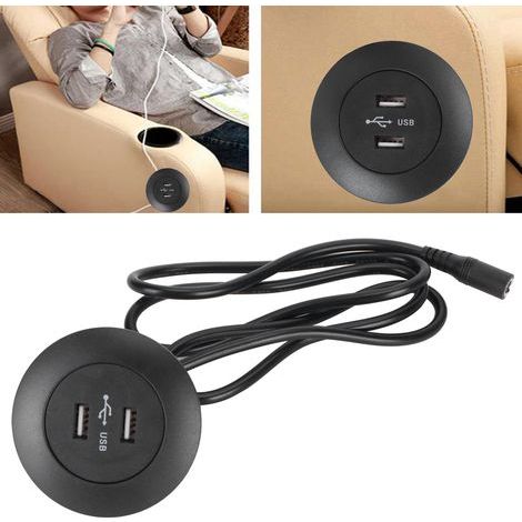 Doppelte USB-2.0-Buchse für elektrische Relaxsofas – 100–240 V EU-Netzteil, Schwarz (1/5)