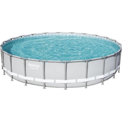 Bestway Piscine hors sol tubulaire ronde Bestway Power Steel 671 x 132 cm gris clair