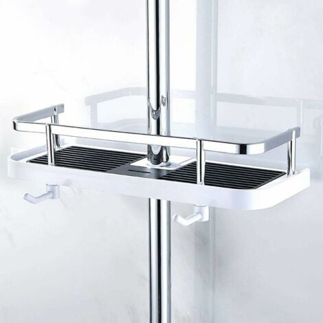 Candyse Étagère de douche Panier de rangement Fixation murale réglable Métal résistant à la rouille 270 mm x 116 mm x 50 mm