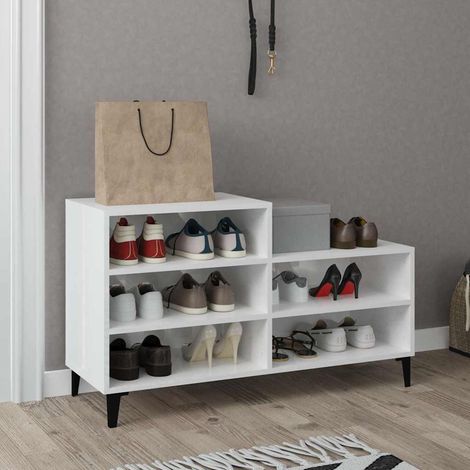 vidaXL Shoe Cabinet High Gloss White 102x36x60 cm Engineered Wood (1/5)