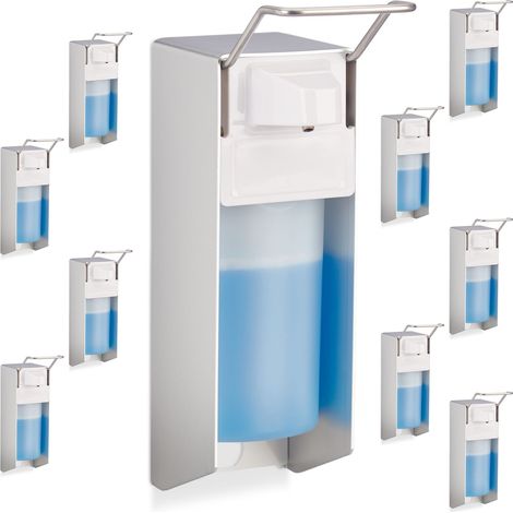 10x Dispenser Sapone 500 ml, Erogatore Disinfettante Fissaggio a Parete, Dosatore Bagno, Portasapone Gomito, Bianco