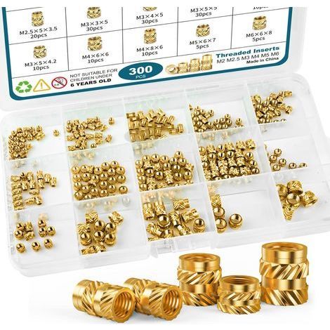 300 Pièces Insert Fileté, M2 M2,5 M3 M4 M5 M6 écrou à pression écrou à filetage fondu écrou à filetage fondu Pour Composants d'Impression 3D et Pièces en Plastique (1/5)