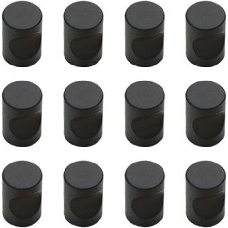 Poignées cylindriques pour meubles, armoires, caves à vin, etc. - lot de 12, noires, 17 x 21 mm (1/4)