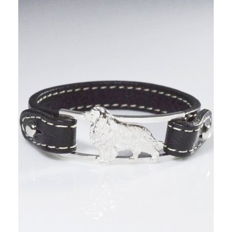 Cavalier King 3D Armband aus echtem Leder in 925 Silber