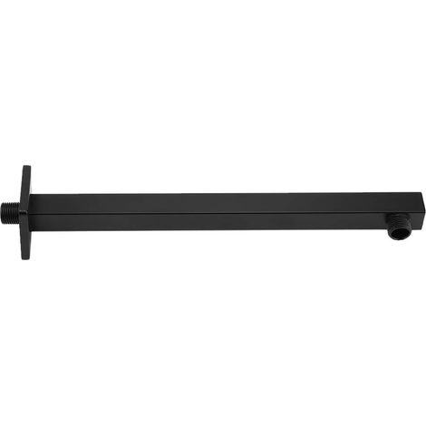 Bras de douche de 14,5 pouces, bras de douche carré en acier inoxydable mural noir, bras d'extension de pommeau de douche à filetage G1/2 bras d'extension de pommeau de douche pluie (1/5)