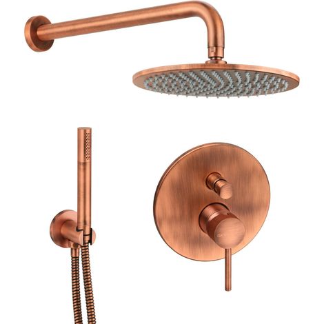 Kit doccia completo colore bronzo con miscelatore doccia incasso 2 vie Gattoni Easy 1490/PDVC  Rame