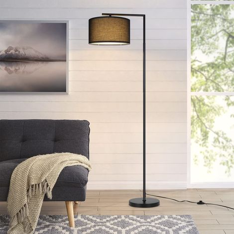 GBLY Lámpara de pie para salón negra: de tela de diseño moderno lámpara de arco decorativa lámpara de lectura con casquillo E27 máx. 40W 166cm sin bombilla.